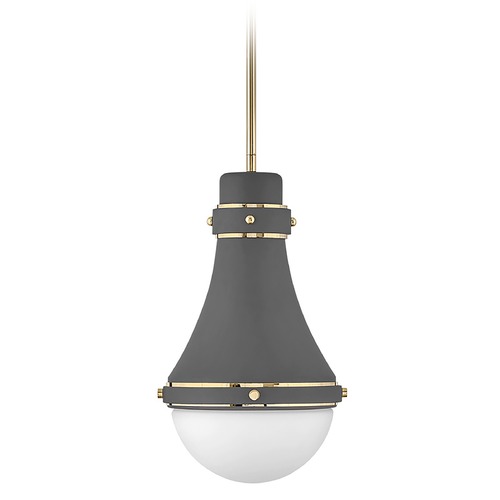 Oliver Small Pendant in Dark Grey & Bright Brass by Hinkley Lighting
