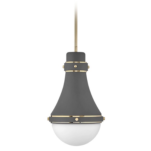 Hinkley Oliver Small Pendant in Dark Grey & Bright Brass by Hinkley Lighting 39057DMG