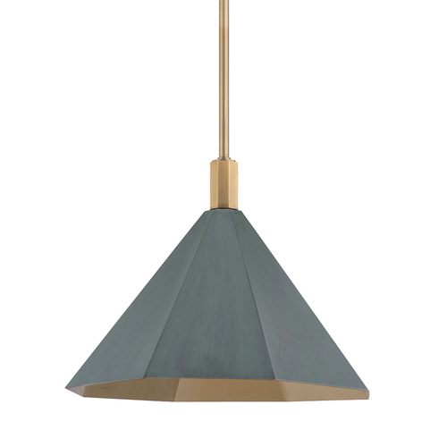 Huntley 22-Inch Pendant in Patina Brass & Verde by Troy Lighting