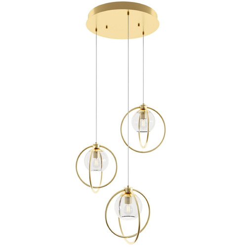 Afx Lighting Jamie Satin Brass Multi-Light Pendant with Globe Shade