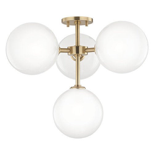 Mitzi by Hudson Valley Ashleigh LED Semi-Flush Mount in Brass by Mitzi by Hudson Valley H122604-AGB