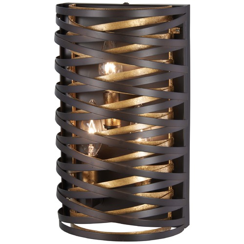 Vortic Flow Dark Bronze with Mosaic Gold Sconce by Minka Lavery