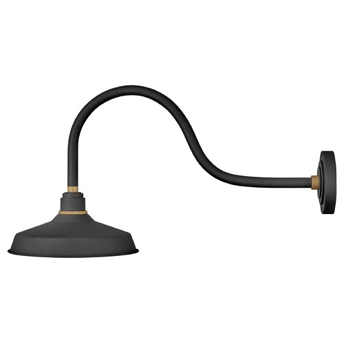Foundry 12-Inch Wide Textured Black & Brass Barn Light by Hinkley Lighting