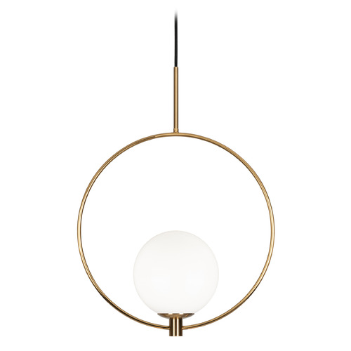 Matteo Lighting Matteo Lighting Aerial Aged Gold Brass Pendant Light with Globe Shade C71311AGOP