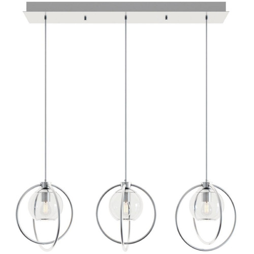 Afx Lighting Jamie Satin Nickel Multi-Light Pendant with Globe Shade