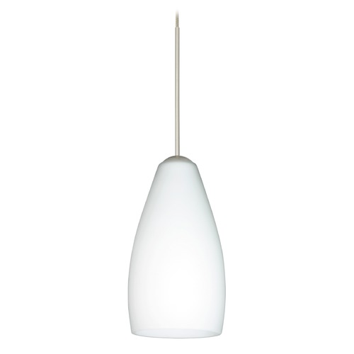 Besa Lighting Besa Lighting Karli Satin Nickel Mini-Pendant Light with Oblong Shade 1XT-719807-SN