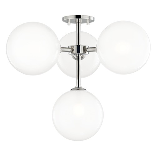Ashleigh LED Semi-Flush Mount in Polished Nickel by Mitzi by Hudson Valley