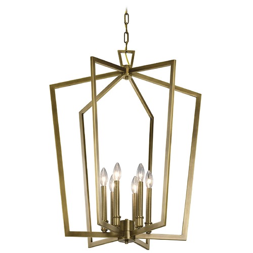 Kichler Lighting Abbotswell 6-Light Natural Brass Pendant with Exposed Bulbs 43495NBR