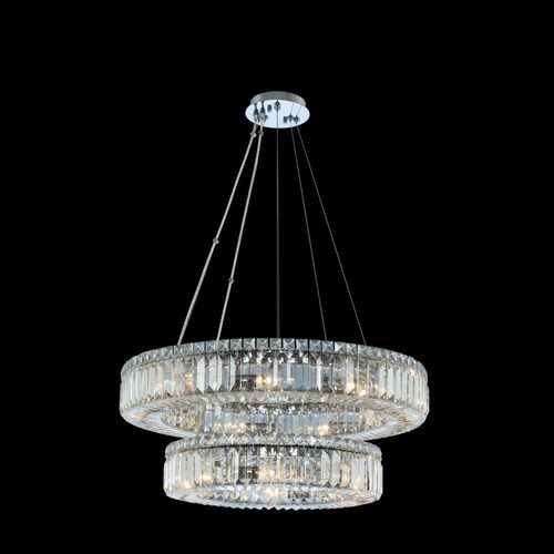 Rondelle 26-Inch 2-Tier Pendant in Polished Chrome by Allegri Crystal