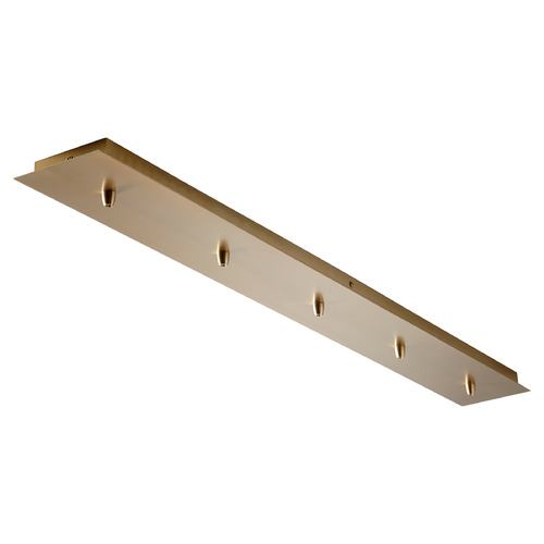 5-Light Linear Multi-Port Canopy in Aged Brass by Oxygen Lighting