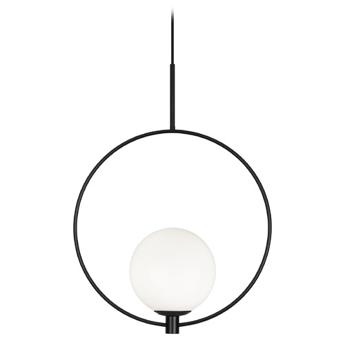 Matteo Lighting Matteo Lighting Aerial Black Pendant Light with Globe Shade C71311BKOP