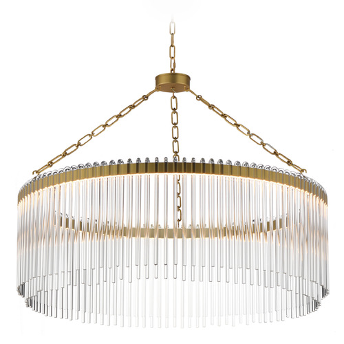 Maxim Lighting Maxim Lighting Jolie Natural Aged Brass LED Pendant Light with Drum Shade 38423CLNAB