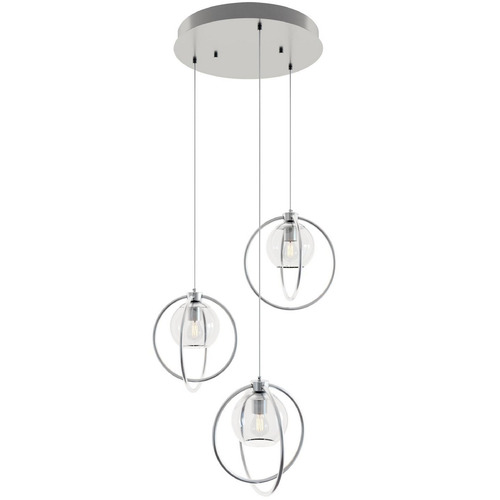 Afx Lighting Jamie Satin Nickel Multi-Light Pendant with Globe Shade