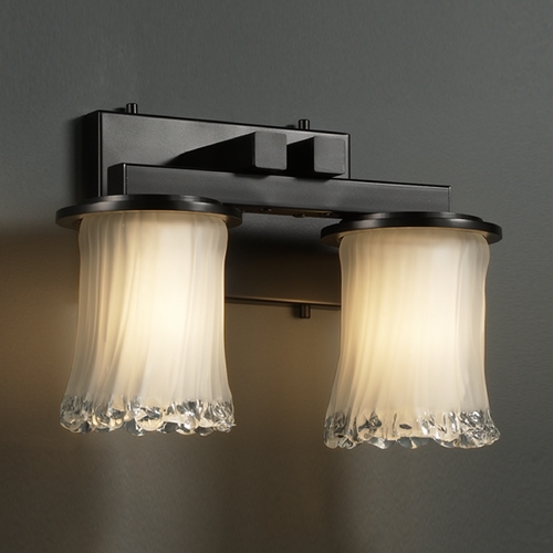 Justice Design Group Justice Design Group Veneto Luce Collection Matte Black Bathroom Light GLA-8772-16-WTFR-MBLK