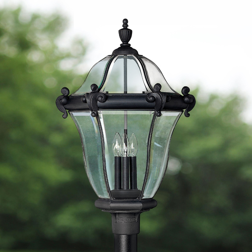 Hinkley Post Light with Clear Glass in Museum Black by Hinkley Lighting 2447MB