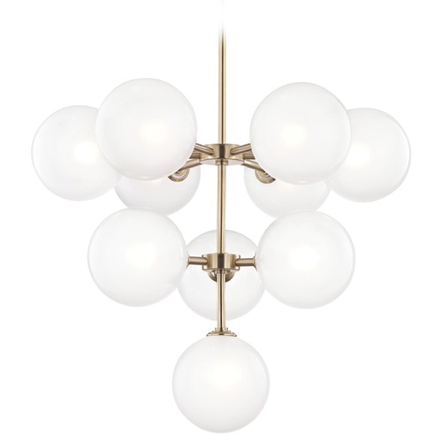 Mitzi by Hudson Valley Mid-Century Modern LED Chandelier Brass Mitzi Ashleigh by Hudson Valley H122810-AGB