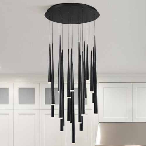 Modern Forms by WAC Lighting Cascade 21-Light LED Pendant in Black by Modern Forms PD-41821R-BK