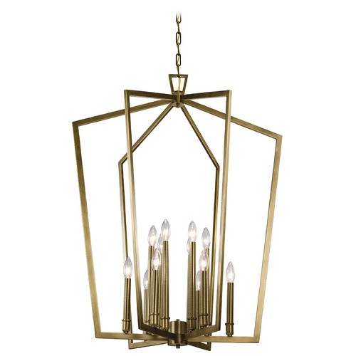 Kichler Lighting Abbotswell 12-Light Natural Brass Pendant with Exposed Bulbs 43496NBR