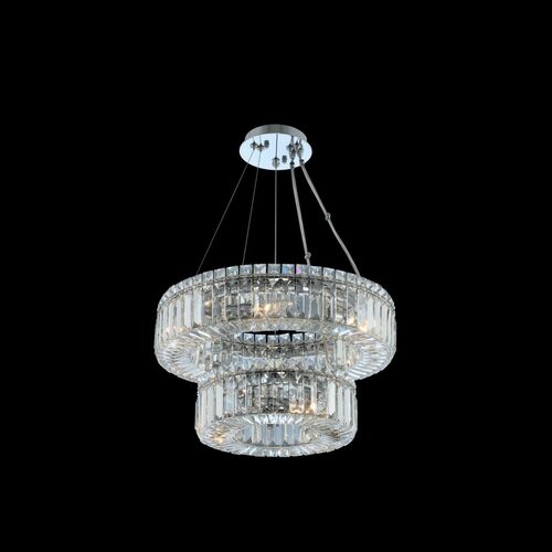 Rondelle 18-Inch 2-Tier Pendant in Polished Chrome by Allegri Crystal