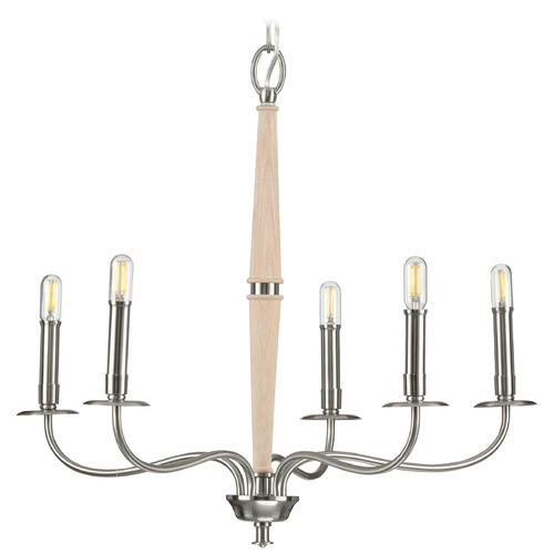 Progress Lighting Durrell Brushed Nickel & Cerused White Chandelier
