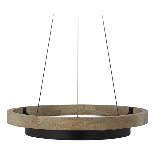 Grace 24-Inch LED Chandelier in Black & Oak by Visual Comfort Modern