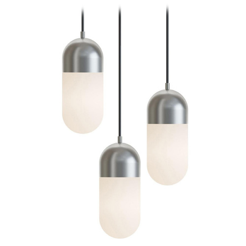 Afx Lighting Irvine Satin Nickel LED Multi-Light Pendant with Oblong Shade