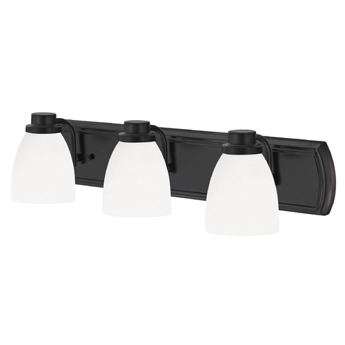 3-Light Vanity Light in Bronze with White Bell Glass