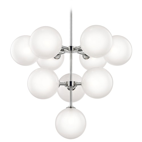 Mitzi by Hudson Valley Mid-Century Modern LED Chandelier Polished Nickel Mitzi Ashleigh by Hudson Valley H122810-PN