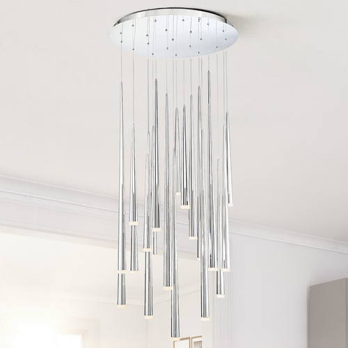 Modern Forms by WAC Lighting Cascade 21-Light LED Pendant in Polished Nickel by Modern Forms PD-41821R-PN