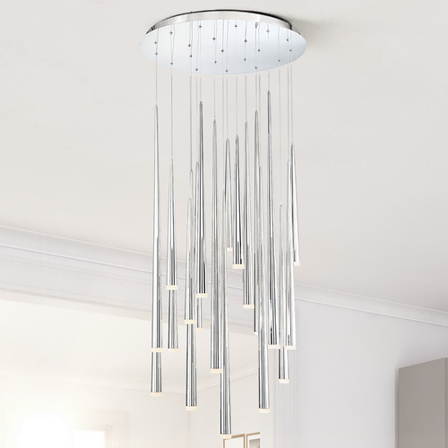 Cascade 21-Light LED Pendant in Polished Nickel by Modern Forms