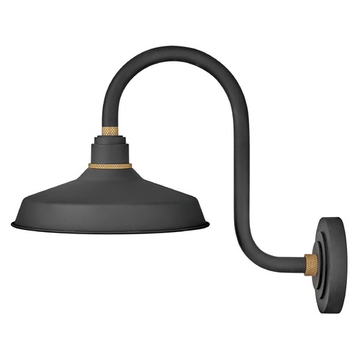 Foundry 12-Inch Wide Textured Black & Brass Barn Light by Hinkley Lighting