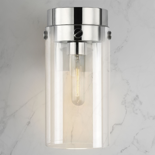 Chapman & Meyers Garrett 10.25-Inch Tall Polished Nickel Sconce by Visual Comfort Studio