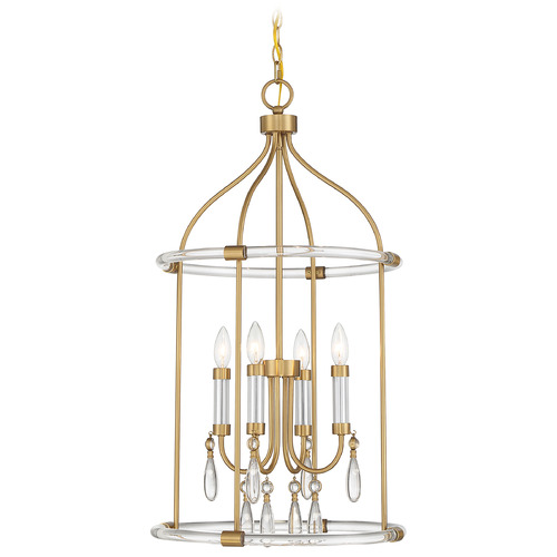 Savoy House Lighting Mayfair Warm Brass and Chrome Pendant Light