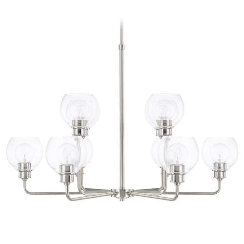 Capital Lighting Mid Century 10-Light Chandelier in Polished Nickel with Clear Glass 421101PN-426
