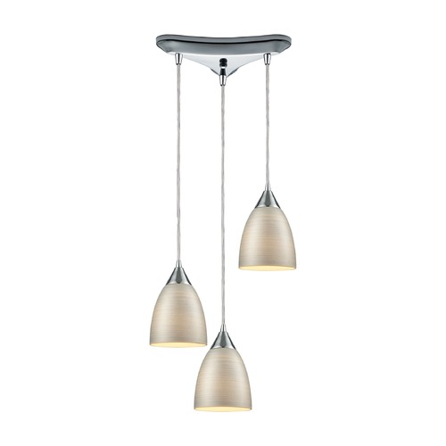 Elk Lighting Merida Polished Chrome Multi-Light Pendant with Bowl / Dome Shade 56530/3