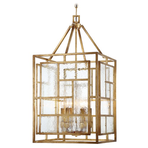 Metropolitan Lighting Edgemont Park Pandora Gold Leaf Pendant Light with Square Shade N6476-293