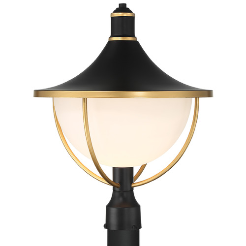 Crystorama Lighting Atlas Matte Black & Textured Gold Post Light