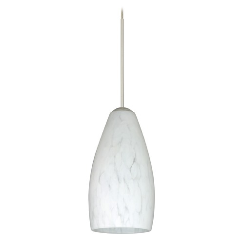 Besa Lighting Karli Satin Nickel Mini-Pendant Light with Oblong Shade