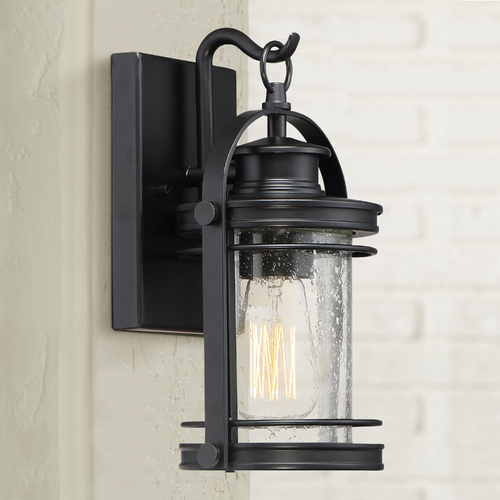 Booker 11.50-Inch Outdoor Wall Lantern in Mystic Black by Quoizel Lighting