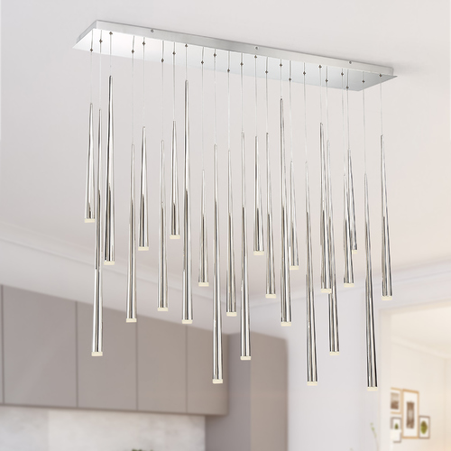 Modern Forms by WAC Lighting Cascade 23-Light LED Linear Pendant in Polished Nickel by Modern Forms PD-41823L-PN