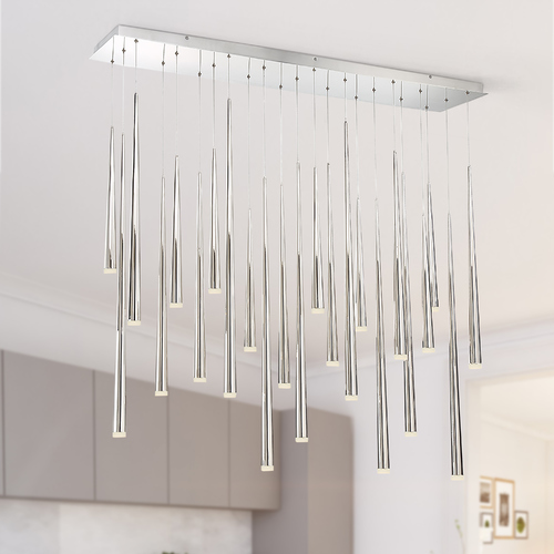 Cascade 23-Light LED Linear Pendant in Polished Nickel by Modern Forms