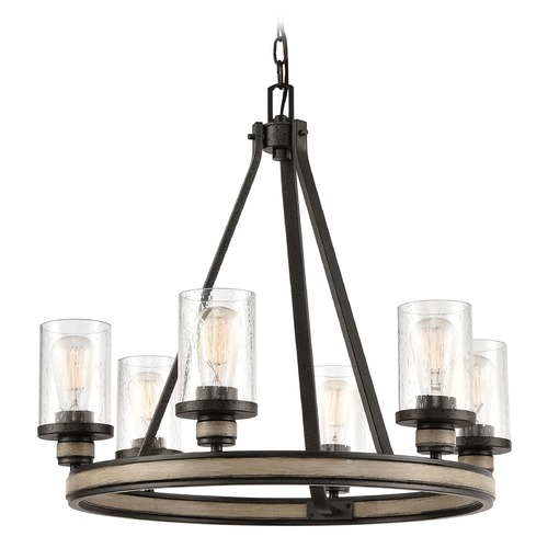 Elk Lighting Elk Lighting Beaufort Anvil Iron, Distressed Antique Graywood Chandelier 89159/6