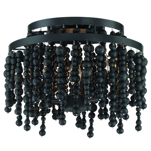 Poppy 15-Inch Flush Mount in Matte Black by Crystorama Lighting
