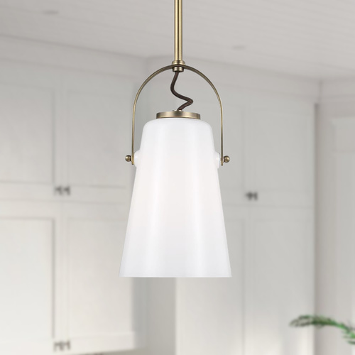 Visual Comfort Studio Collection Lauren Ralph Lauren 11.38-Inch Tall Hazel Time Worn Brass Pendant by Visual Comfort Studio LP1011TWB