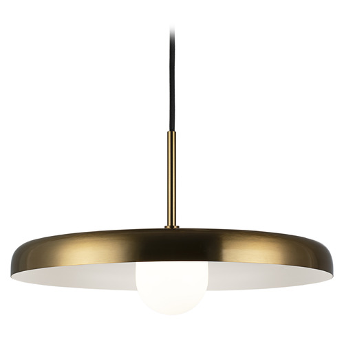 Creston Aged Gold Brass LED Pendant by Matteo Lighting