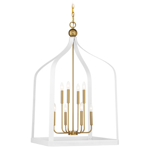 Savoy House Savoy House Lighting Sheffield White with Warm Brass Accents Pendant Light 7-7800-8-142