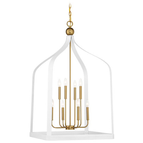 Savoy House Lighting Sheffield White with Warm Brass Accents Pendant Light