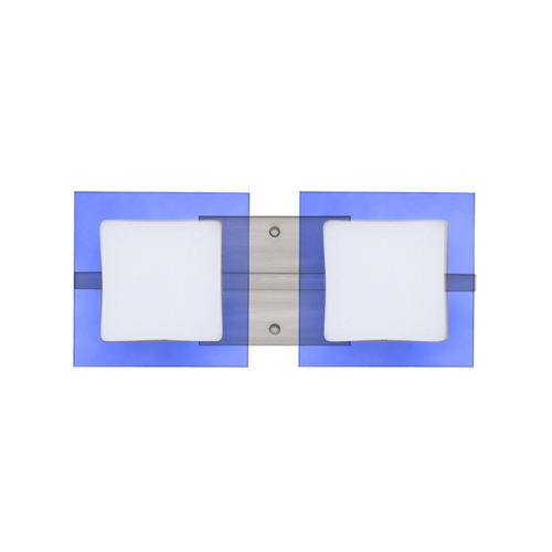 Modern Bathroom Light Blue Glass Satin Nickel by Besa Lighting