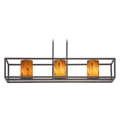 Design Classics Lighting Bronze Linear Chandelier with Cylindrical Shade 1697-220 GL1001C