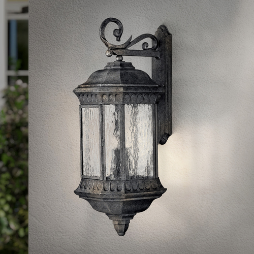 Hinkley Outdoor Wall Light with Clear Glass in Black Granite Finish 1726BG